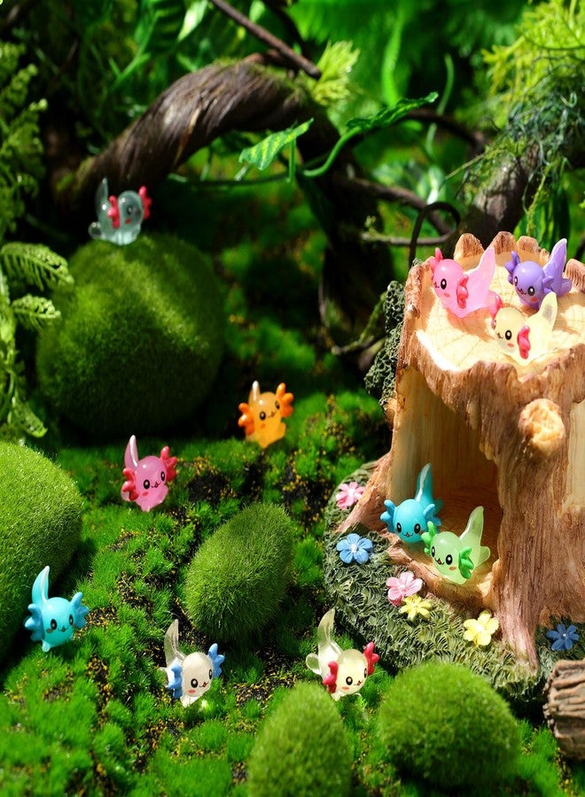 Sonwyoung 98 Pcs 14 Colors Mini Axolotl Figures Color and Luminous Mini Resin Axolotl Glow in The Dark Tiny Charm Craft for DIY Garden Dollhouse Decoration - Image 5